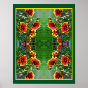 Blanket Flower Daisies Watercolor Nature Art Poster