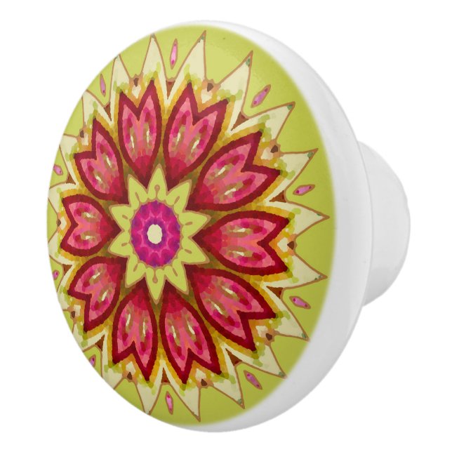 Blanket Flowers on Green Ceramic Knob (Right)