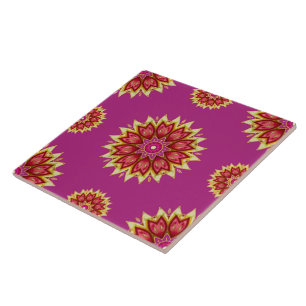 Blanket Flowers on Magenta Ceramic Tile