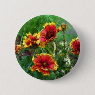 Blanket Flowers Watercolor Button