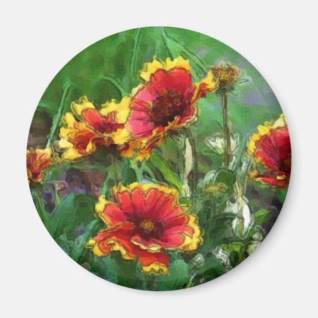 Blanket Flowers Watercolor Sketch Magnet (Front)