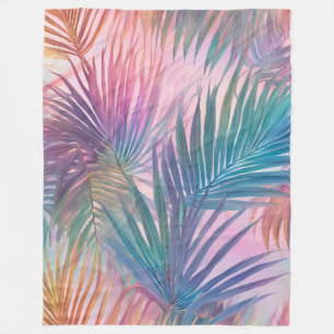Blanket Soft Pastel Pink Tropical Leaves Pattern