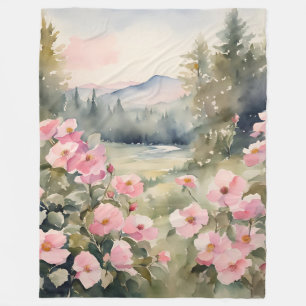 Blanket Soft Pink Wildflowers Roses Nature