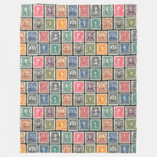 Blanket - Vintage Stamps Design  -  c. 1902 Stamps