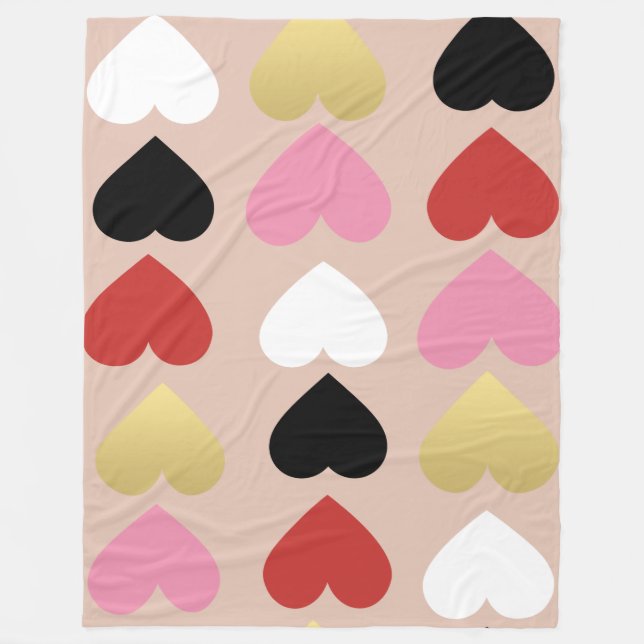Blanket with stylish and colourful hearts. (Front)