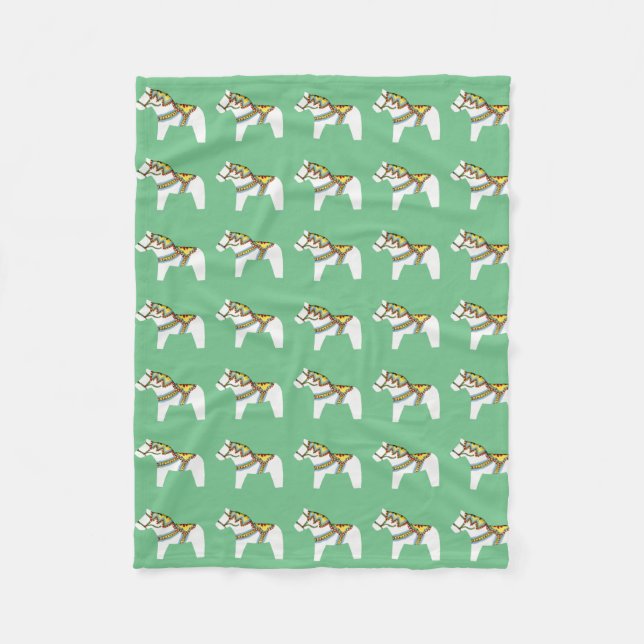 Blanket with White Dala Horses (Front)
