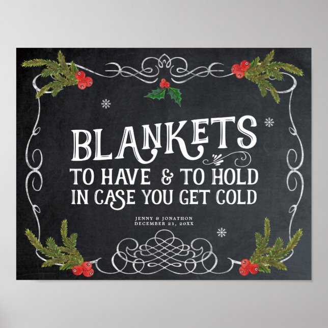 blankets christmas winter wedding sign (Front)