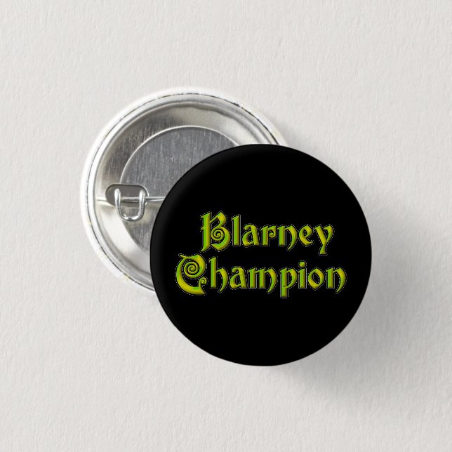 Blarney Champion black small button (Front & Back)