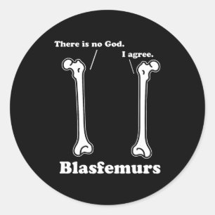 blasfemurs grammar pun, funny biology classic round sticker