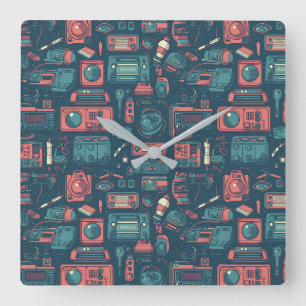 Blast From the Past: 80's Tech Square Wall Clock