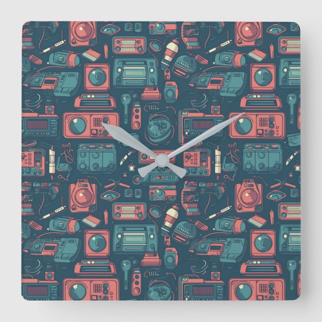 Blast From the Past: 80's Tech Square Wall Clock (Front)