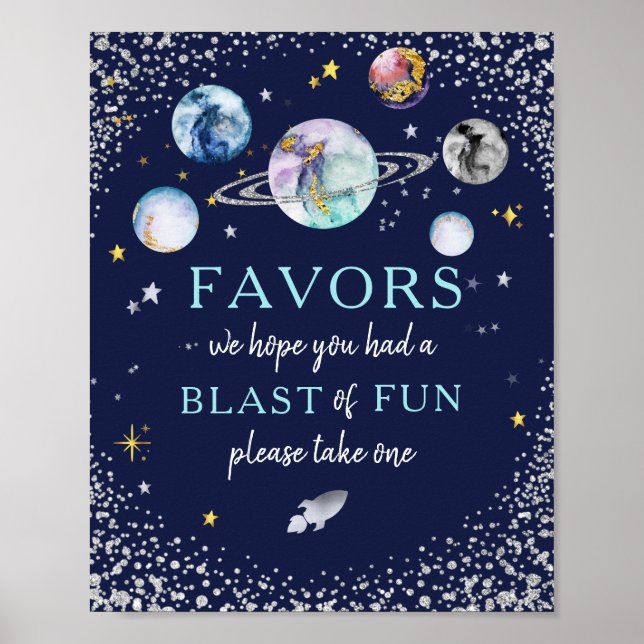 Blast Of Fun Space Galaxy Favours Birthday Poster (Front)