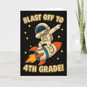 Blast Off 4th Grade Rocket Dab Space Cool School V Card
