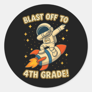 Blast Off 4th Grade Rocket Dab Space Cool School V Classic Round Sticker