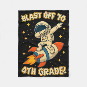Blast Off 4th Grade Rocket Dab Space Cool School V Fleece Blanket