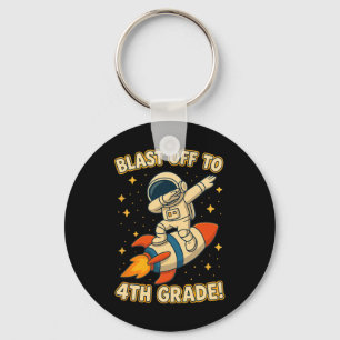 Blast Off 4th Grade Rocket Dab Space Cool School V Key Ring