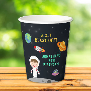 "Blast Off Astronaut - Space Birthday Party" Paper Cups