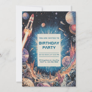 Blast Off Birthday Invitation