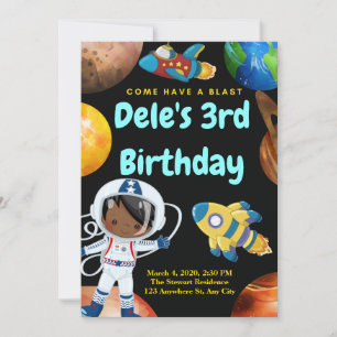 Blast Off Birthday Invitation Card
