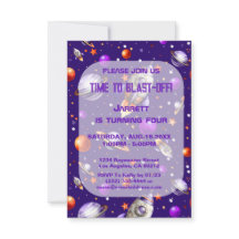 Blast-Off Birthday Party Customisable Invitation