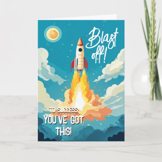 blast off Good Luck in your exams GCSE ALevel SAT Card (Front)