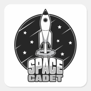 Blast off in style with our Retro Rocket Square Sticker