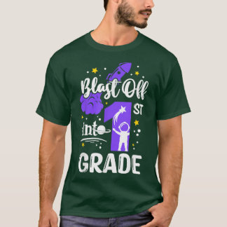 Blast Off Into 1st Grade Boys Outer Space Back To  T-Shirt