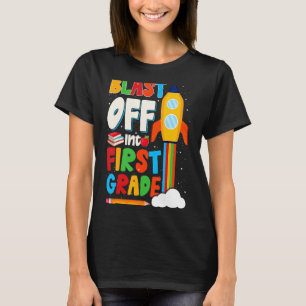 Blast Off Into 1st Grade First Day Of School Kids T-Shirt
