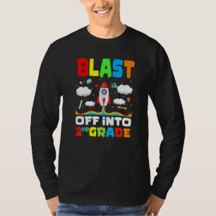 Blast Off Into 2nd Grade Rocket First Day Of Schoo T-Shirt