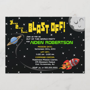 Blast Off Into Space Birthday Invitation