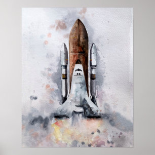 Blast Off Into Space "Rocket" Poster Print