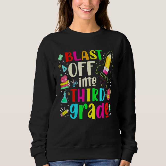 Blast Off Into Third Grade First Day Of School Tee (Front)