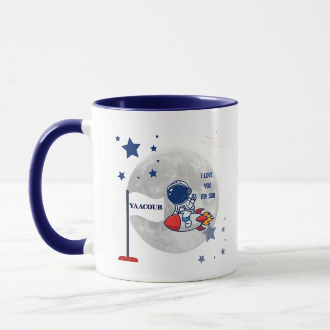 "Blast Off, Little Explorer – Rocket Mug for My So (Left)