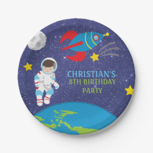 Blast Off Outer Space Astronaut Birthday Paper Plate