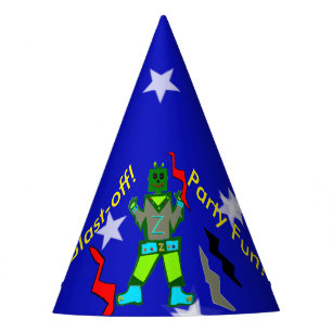 Blast Off Robot Stars Party Hats