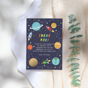 Blast Off! Rocket Ship Birthday Party Thank You Card