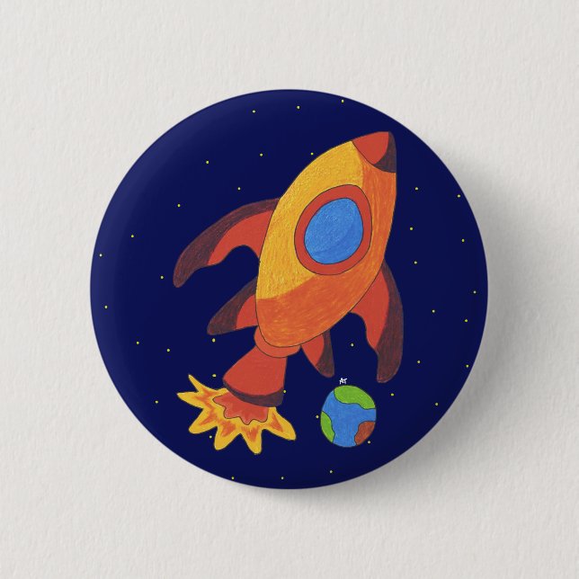 Blast Off Rocket Ship Button (Front)