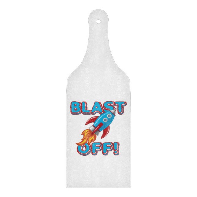 Blast Off Rocket Ship Cutting Board (Front)