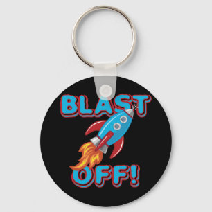 Blast Off Rocket Ship Key Ring