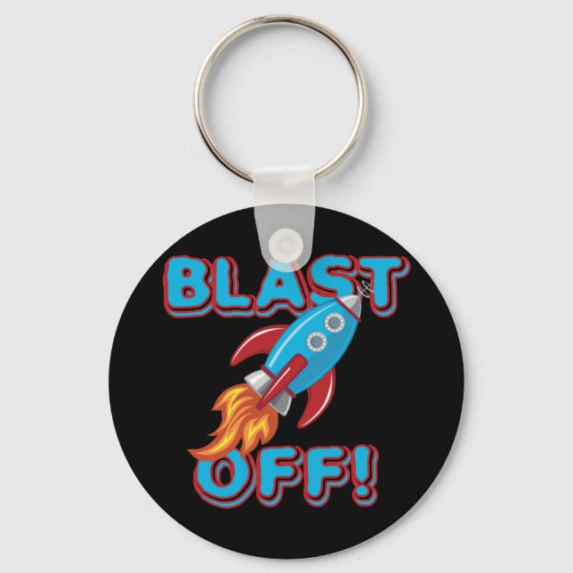 Blast Off Rocket Ship Key Ring (Front)