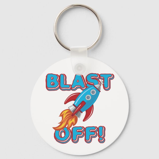 Blast Off Rocket Ship Key Ring (Front)