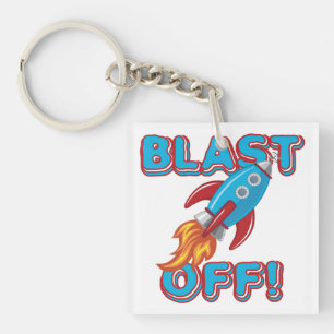 Blast Off Rocket Ship Key Ring