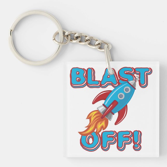 Blast Off Rocket Ship Key Ring (Front)