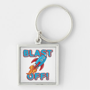 Blast Off Rocket Ship Key Ring