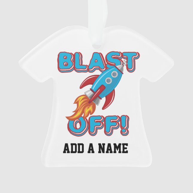 Blast Off Rocket Ship Ornament (Front)