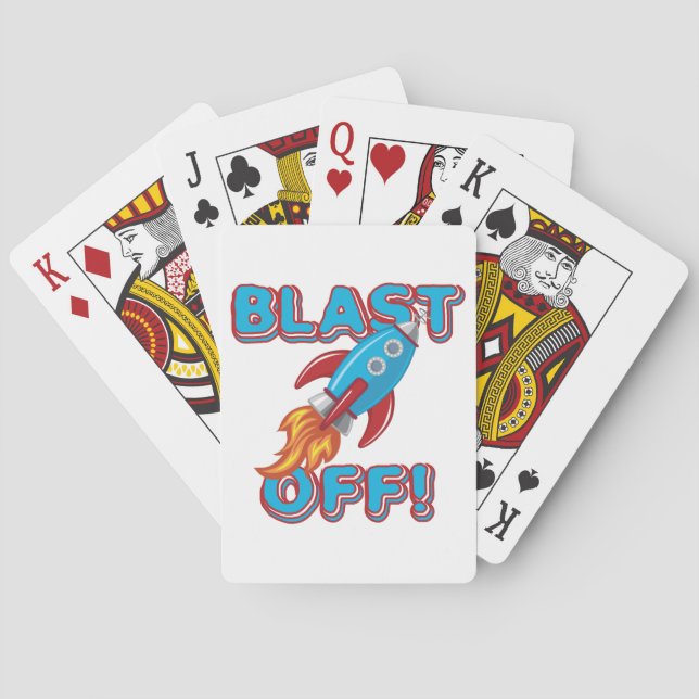 Blast Off Rocket Ship Playing Cards (Back)