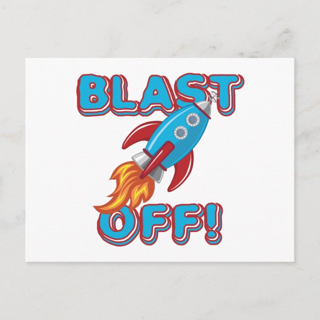 Blast Off Rocket Ship Postcard (Front)