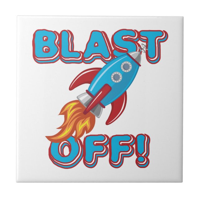 Blast Off Rocket Ship Tile (Front)