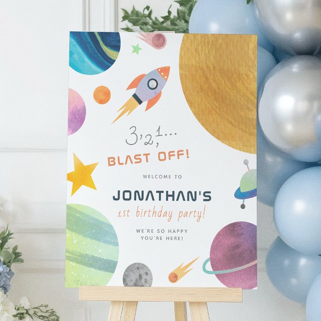 Blast Off! Rocket Trip Around The Sun Boy Birthday Poster (Creator Uploaded)