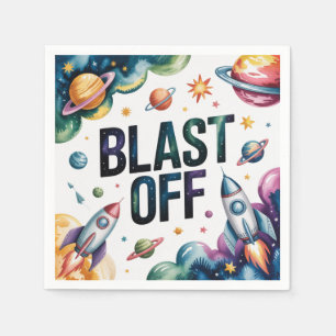Blast Off Space Boy Astronaut Birthday Party Napkin